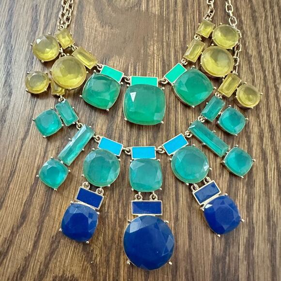 Kate Spade Cause A Stir blue green and yellow statement necklace - Picture 5 of 5